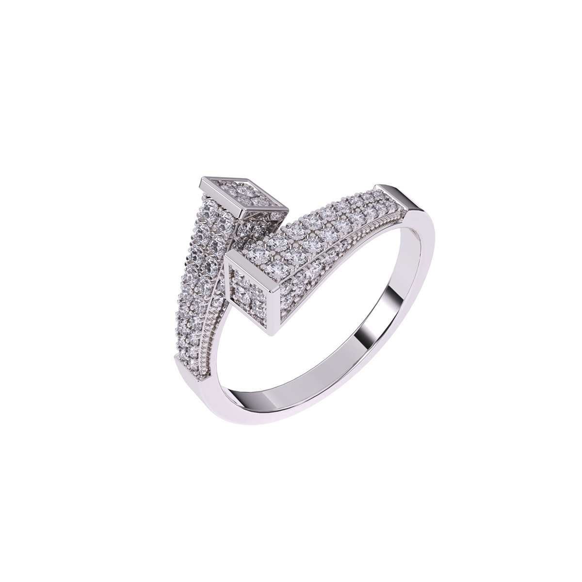 Glamorous Round Cluster Bypass Wedding Band